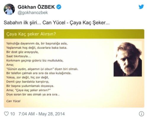 can yücel çaya kaç şeker