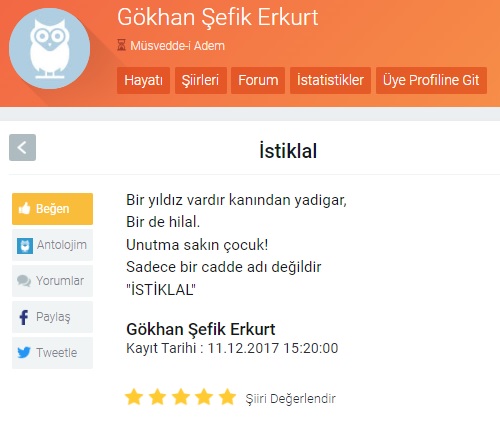 gokhan sefik erkurt istiklal siiri