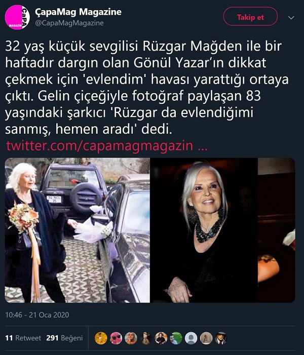 Gönül Yazar'ın sekizinci kez evlendiği iddiasını yalanlayan paylaşım