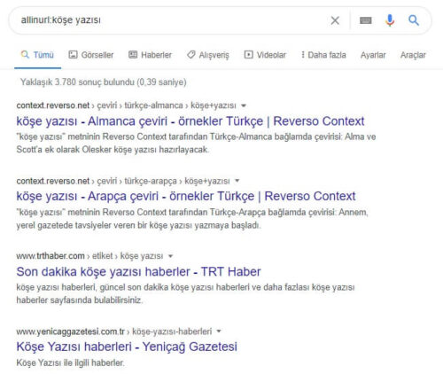 Site Bağlantı Adresinde Arama Yapma