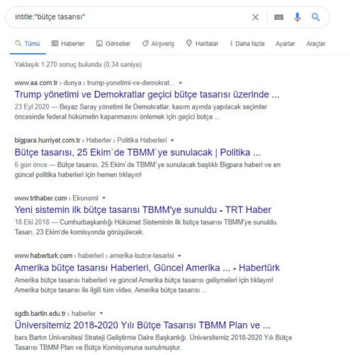 Site Başlığında Arama Yapma