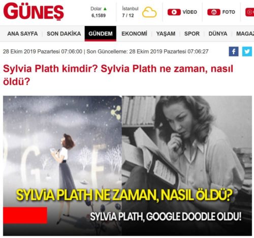 Güneş Gazetesinin Barbara Laage'ye ait fotoğrafı Sylvia Plath'e aitmiş gibi kullandığı haberi