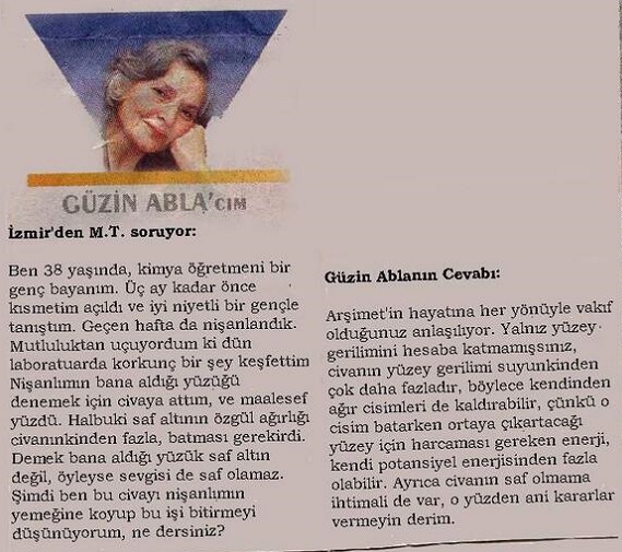 Güzin Abla köşesinden bir soru cevap