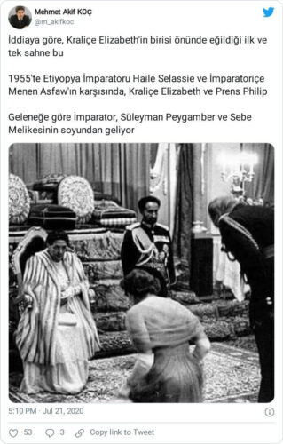 kraliçe 2. elizabeth ve haile selassie'ye ait sanılan fotoğrafları içeren paylaşım