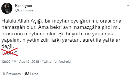 hakiki allah asigi bir meyhaneye girdi mi orasi namazgah olur