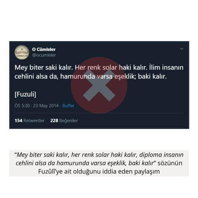 Mey biter saki kalır her renk solar haki kalır diploma insanın cehlini alsa da hamurunda varsa eşeklik baki kalır