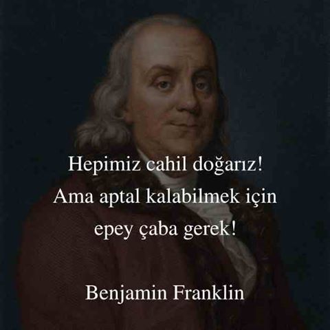 “Hepimiz Cahil Doğarız Ama İnsan Aptal Kalmayı Sürdürmek İçin Çok Çalışmalıdır" Sözünün Benjamin Franklin'e Ait Olduğunu İddia Eden Görsel
