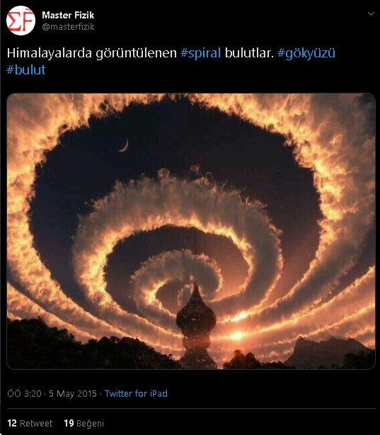 Himalayalarda görüntülenen spiral bulut iddiası