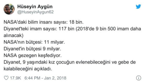 nasa diyanet bütçesi