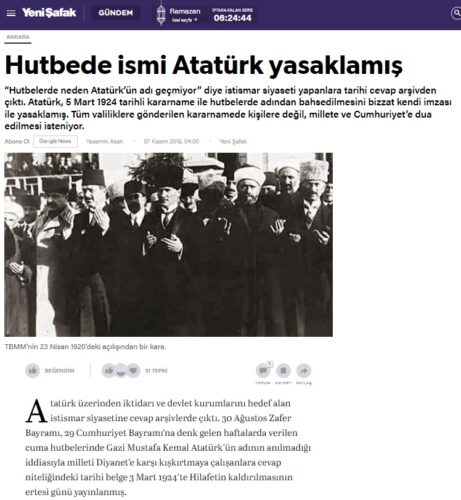 hutbede ismi ataturk yasaklamis