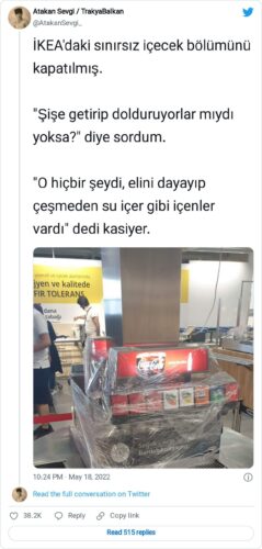 ikeadaki sinirsiz icecek bolumu kapanmis