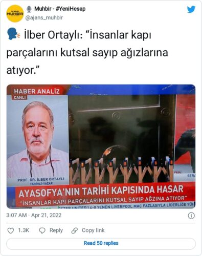 ilber ortayli ayasofya hasari