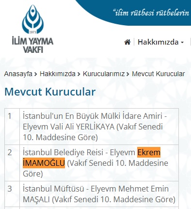 ilim yayma vakfi kurucular