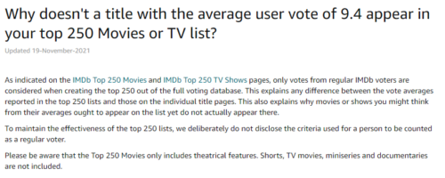 imdb top 250 kriter