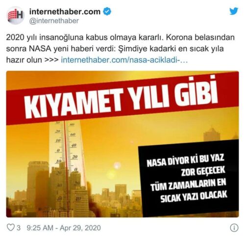 nasa en sıcak yıl