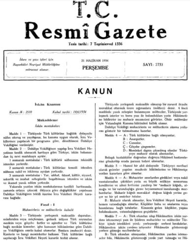 iskan kanunu 1934