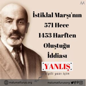 İstiklal Marşı 571 hece 1453 harf