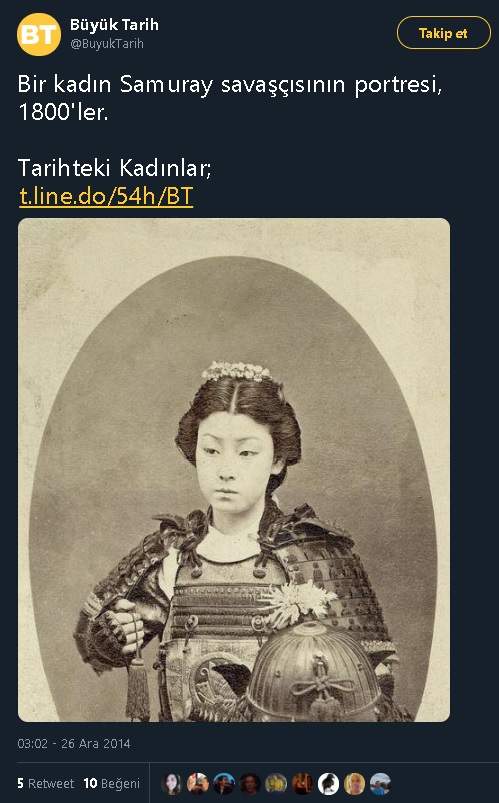 Kadın samuray savaşçısıına ait sanılan fotoğrafı içeren paylaşım