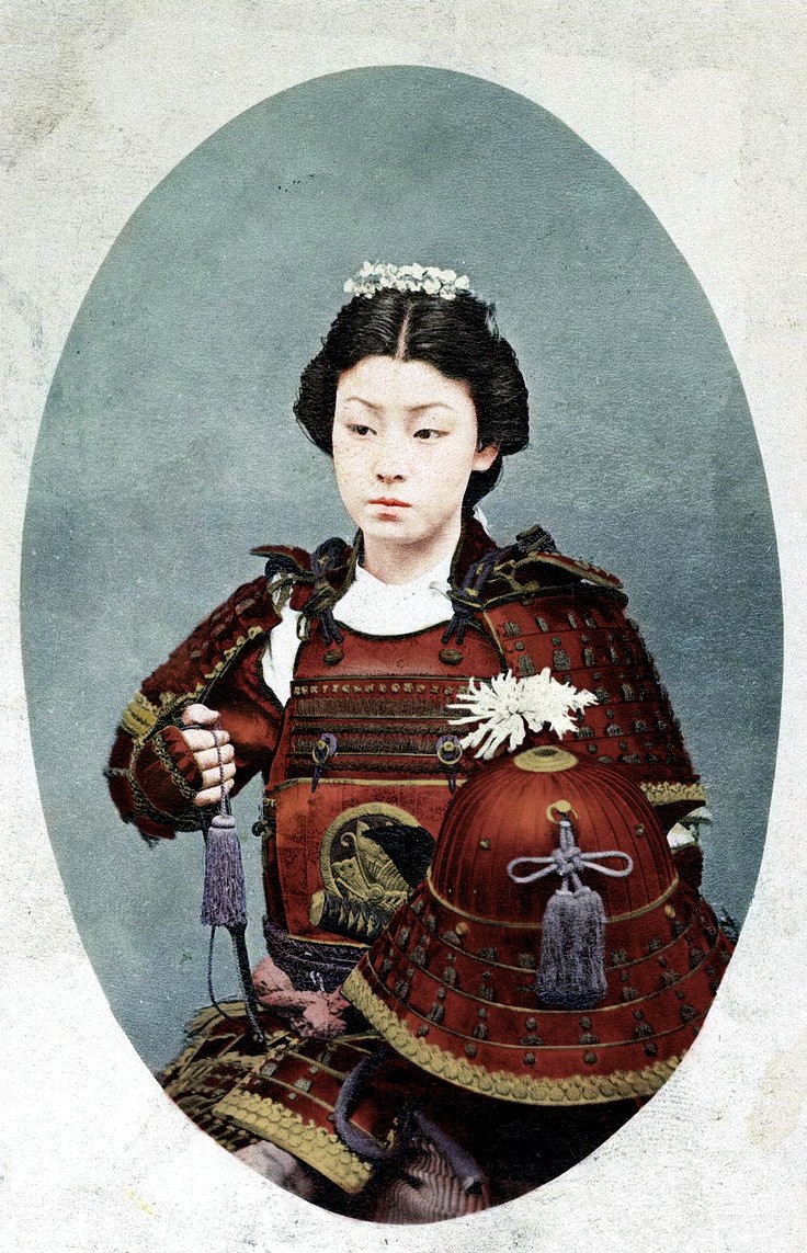 Japon kadın samuraya ait olduğu öne sürülen fotoğrafın renklendirilmiş hali