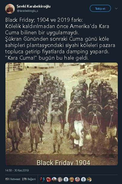 Kara Cumanın kökeninin köle satışına dayandığını öne süren paylaşım