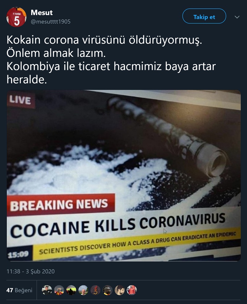 Kokainin koronavirüsü öldürdüğü iddiasını içeren paylaşım