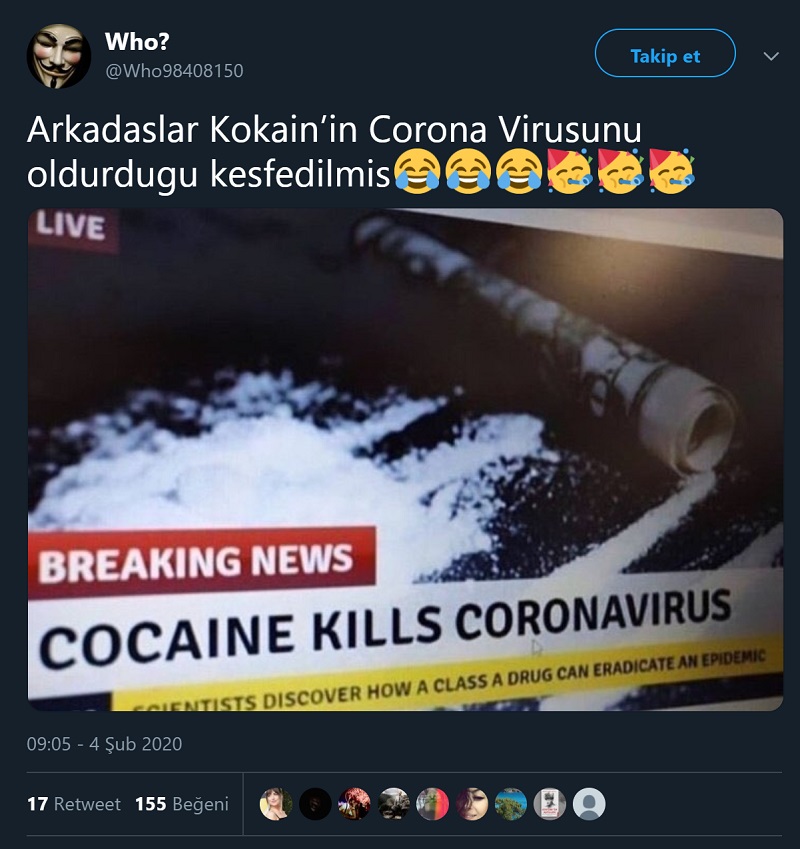 Kokainin koronavirüsü öldürdüğü iddiasını içeren paylaşım