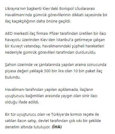 korona ilaç kaçakçılığı