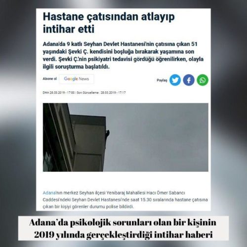 Antalya’da bir koronavirüs hastasının intihar ettiği iddiasıyla paylaşılan video kaydı, Adana’da psikolojik sorunları olan bir kişinin 2019 yılında gerçekleştirdiği intihardan.