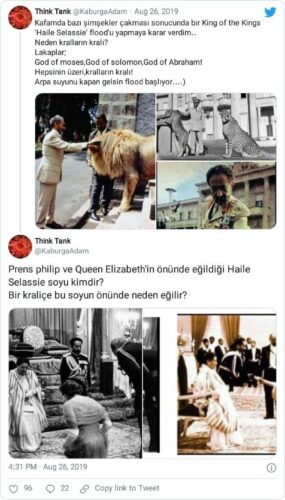 kraliçe 2. elizabeth ve haile selassie'ye ait sanılan fotoğrafları içeren paylaşım