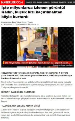 kucuk kizi kacirilmaktan kurtardi