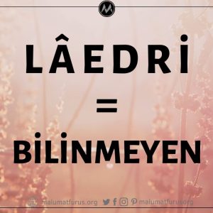 Lâedrî (لا أدري), Arapçada "bilinmeyen" anlamına gelir. Yazarı belli olmayan edebi eserlerin sonuna yazılır.