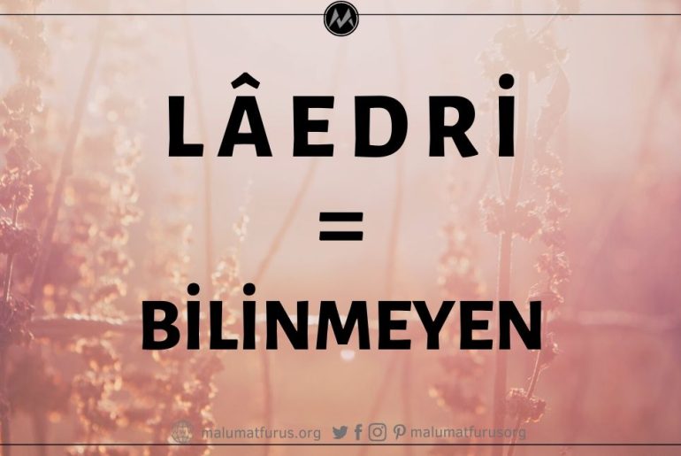 Lâedrî (لا أدري), Arapçada "bilinmeyen" anlamına gelir. Yazarı belli olmayan edebi eserlerin sonuna yazılır. 