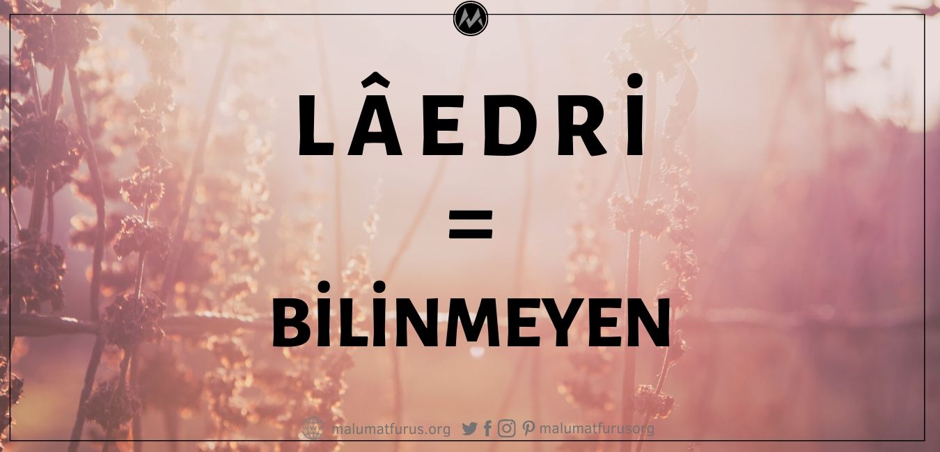 Lâedrî (لا أدري), Arapçada "bilinmeyen" anlamına gelir. Yazarı belli olmayan edebi eserlerin sonuna yazılır. 