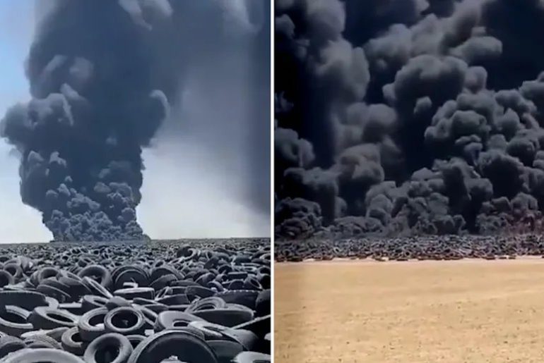 lastik çöpü yangını