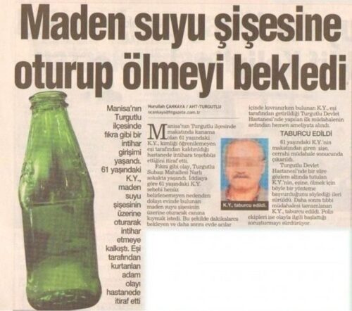 maden suyu sisesine oturup olmeyi bekledi