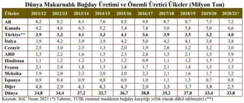 makarnalik bugday uretici ulkeler