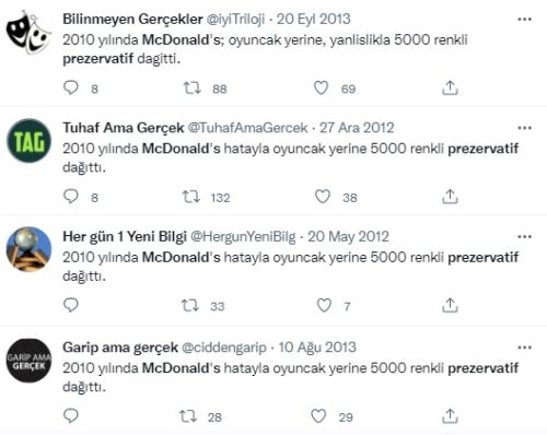 mcdonalds yanlislikla prezervatif