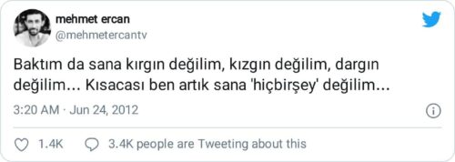 Baktım sana kızgın değilim