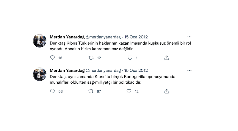 merdan yanardag rauf denktas tweeti