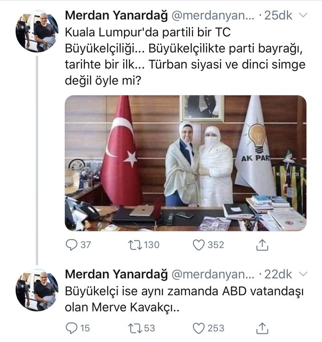 Merdan Yanardağ'ın Kuala Lumpur'daki büyükelçiliğimizden olduğunu sandığı fotoğrafa yer verdiği paylaşımı