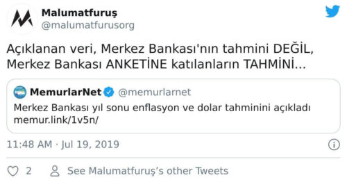 merkez bankası yıl sonu enflasyon ve dolar tahmini