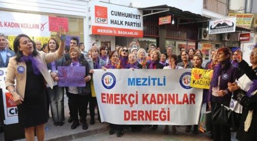 mezitli emekçi kadınlar derneği pankartı