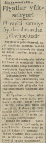 milliyet 10 şubat 1929 fiyatlar yükseliyor