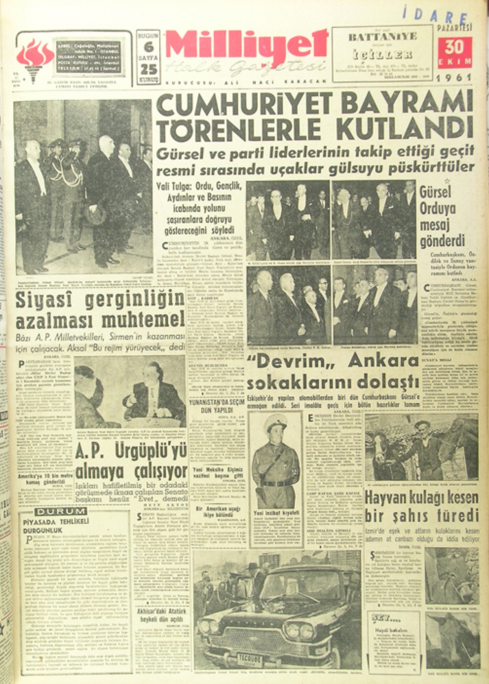 Milliyet Gazetesinin 30 Ekim 1961 tarihli sayısında Devrim Arabalarının tanıtımı haberleştirilmişti