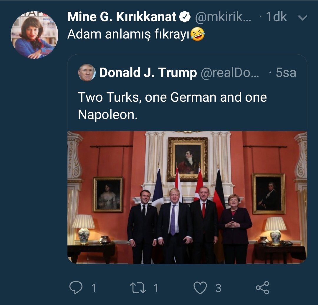 Mine G. Kırıkkanat, parodi hesaptan atılan tweeti Donald Trump'a ait zannetmişti