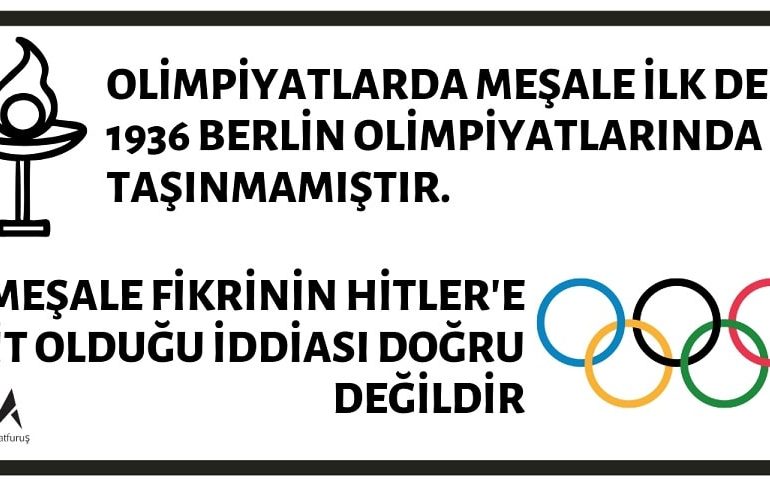 Olimpiyatlarda Meşale İlk Defa 1936 Berlin Olimpiyatlarında Taşınmamıştır. Bu Fikrin Adolf Hitler'e Ait Olduğu İddiası Doğru Değildir