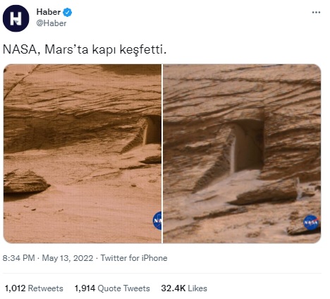 nasa marsta kapi kesfetti