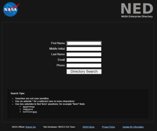 nasa personel arama sistemi