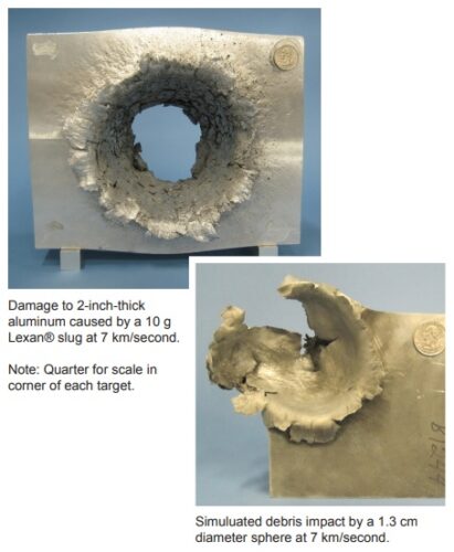 nasa yuksek hiz plastik mermi testi