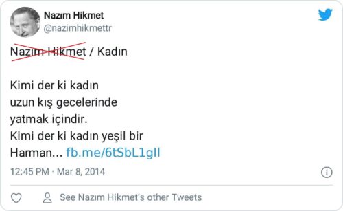 nazım hikmet kadın telakkisi şiiri